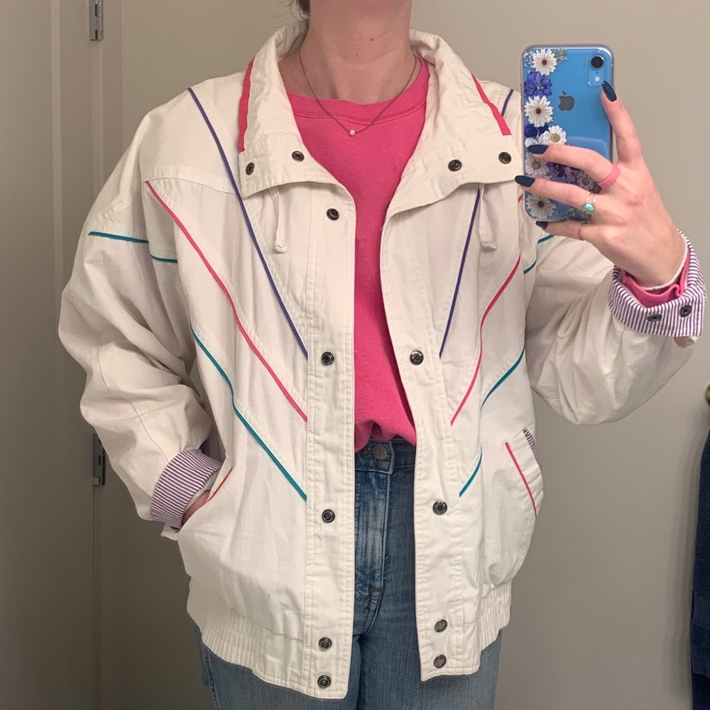Retro Vintage Button-Up Jacket, Colorful NYG